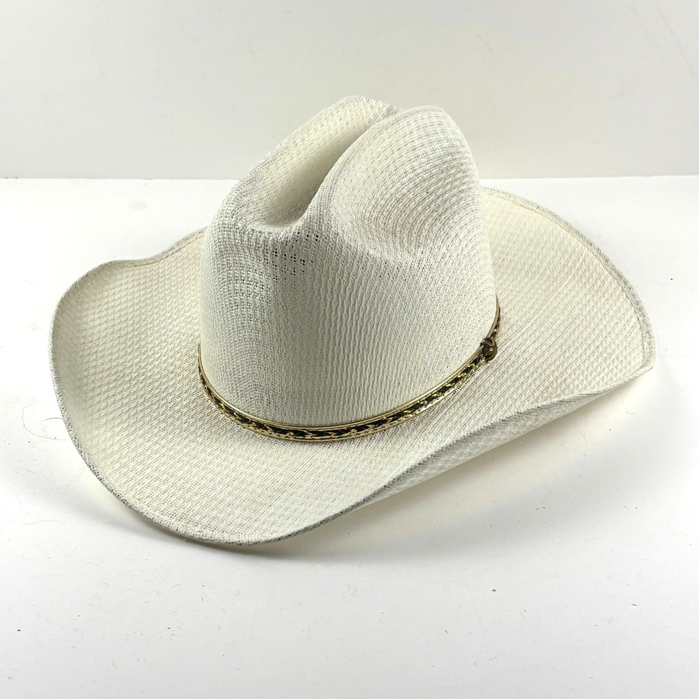 Summit Hat Co Cowboy Hat Unisex White Straw Cattleman Mexico Gold Band Western
